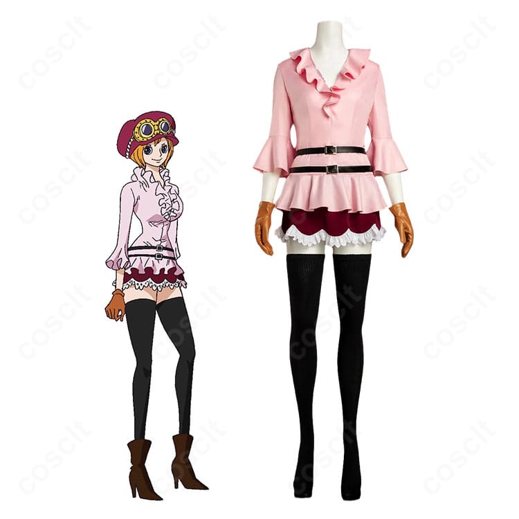 ONE PIECE ドレスローザ編のコアラを表現した革命軍風コスプレ衣装の人物着用イメージ