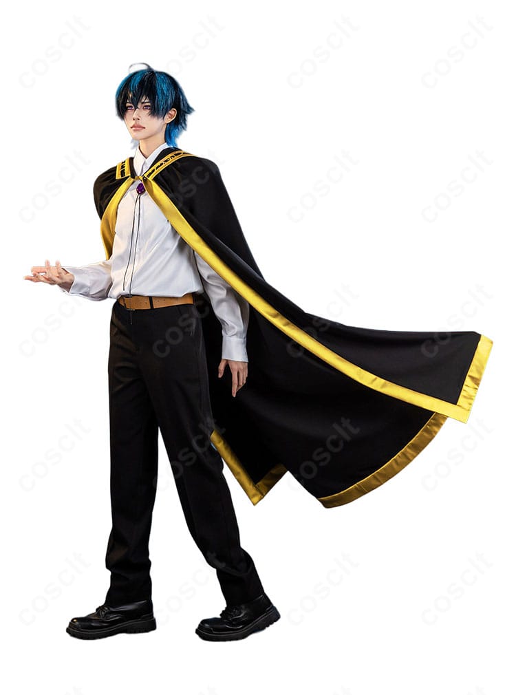 ウィル・セルフォルト学院制服コスプレ衣装の右側面シルエットとマントの広がり