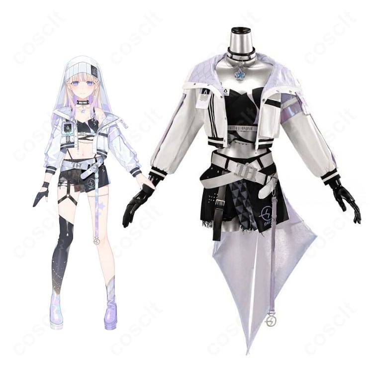ホロライブ 轟はじめのキャラクタービジュアルとブラックオーロラ衣装の商品比較イメージ