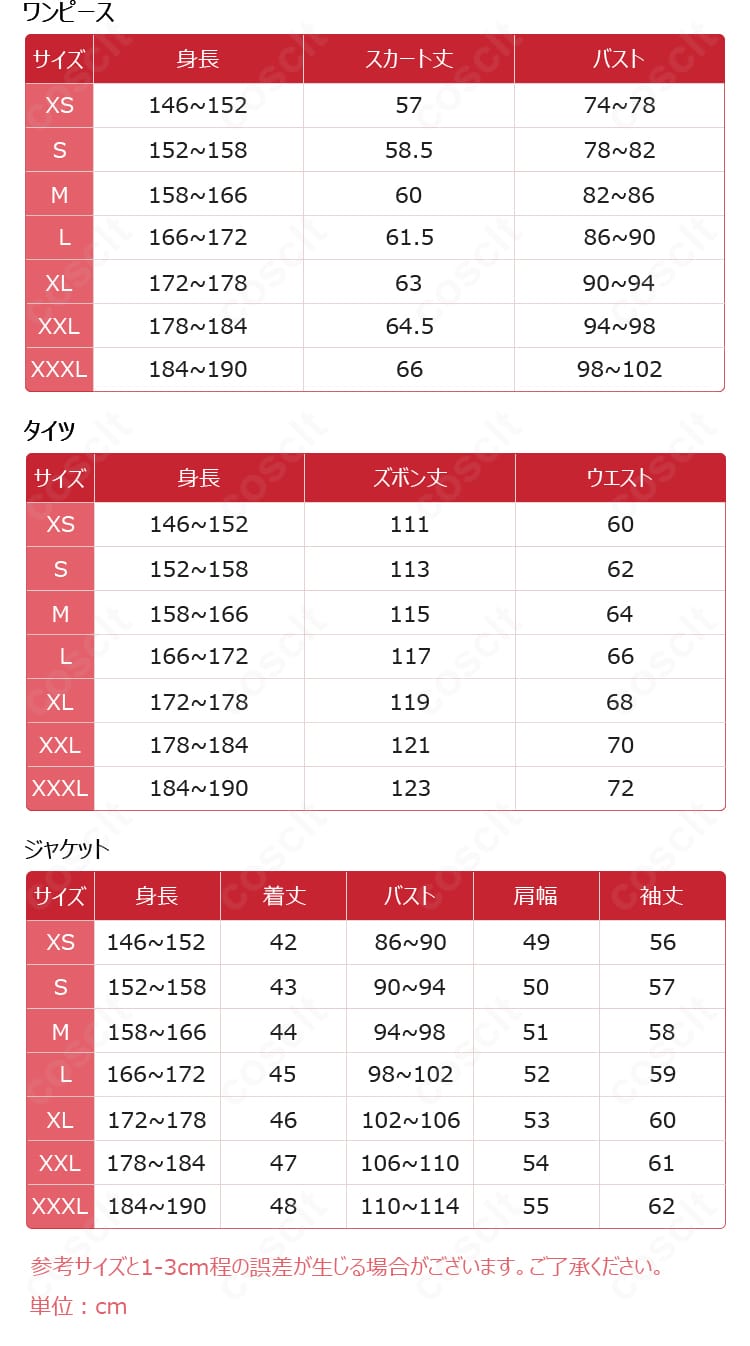 アイアンマウスSeason 3コスプレ衣装S~XXXLサイズ表