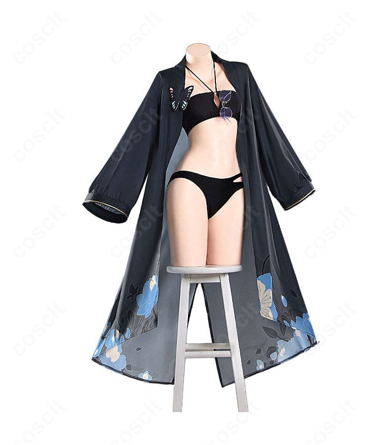 竜華キサキ水着コスプレ衣装の花柄ロングアウター側面デザイン