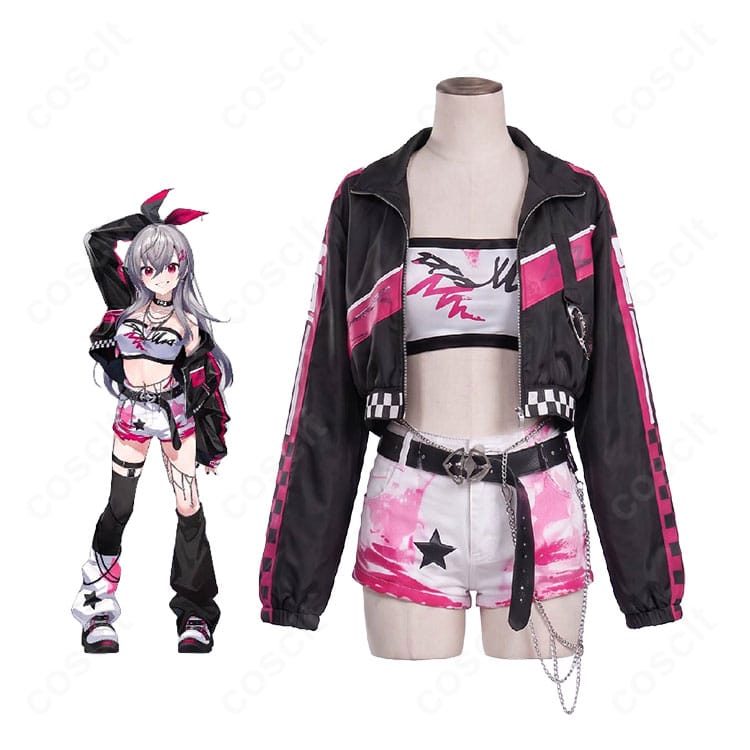 ホロライブプロダクション 響咲リオナのキャラクタービジュアルとHarajuku Originalコスプレ衣装
