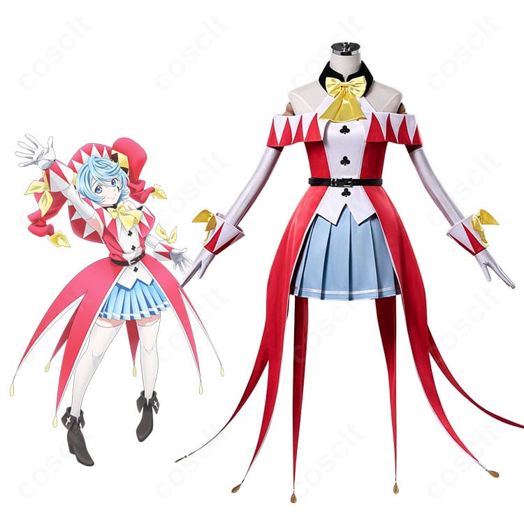 ルーチェ・ルービスのキャラクターイメージと道化師Ver.コスプレ衣装の比較
