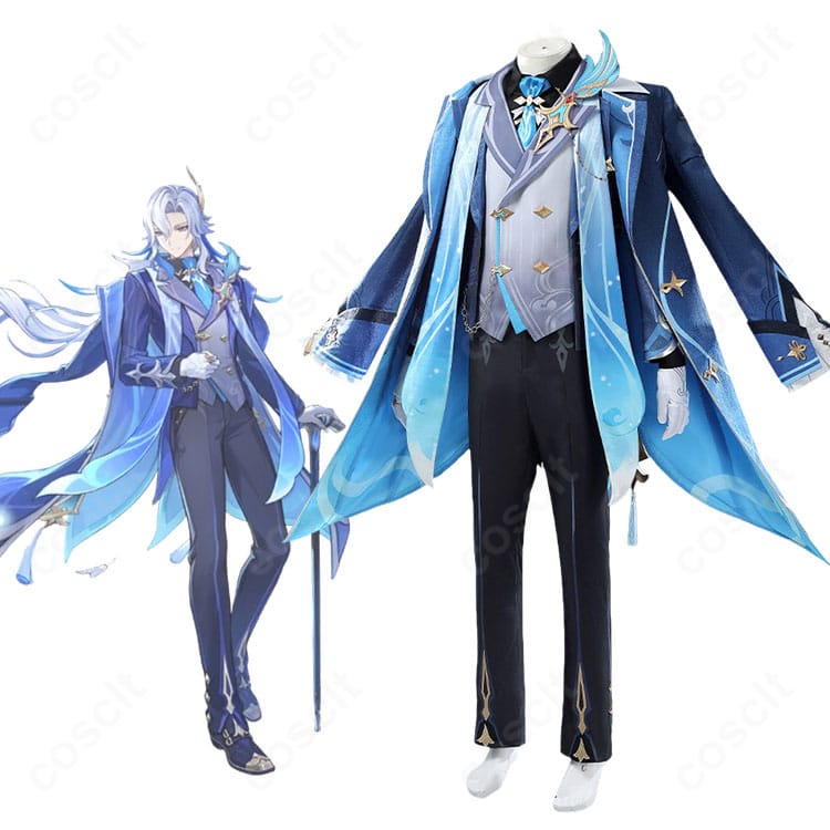 原神ヌヴィレットのキャラクターイメージとメリュジーヌの贈り物コスプレ衣装