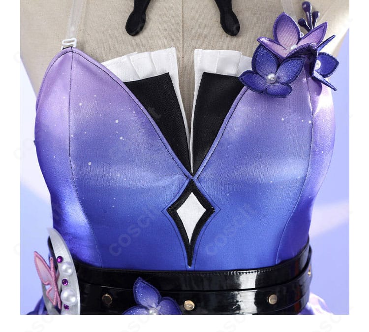 キャストリス コスプレドレスの衣襟と前身頃のディテール
