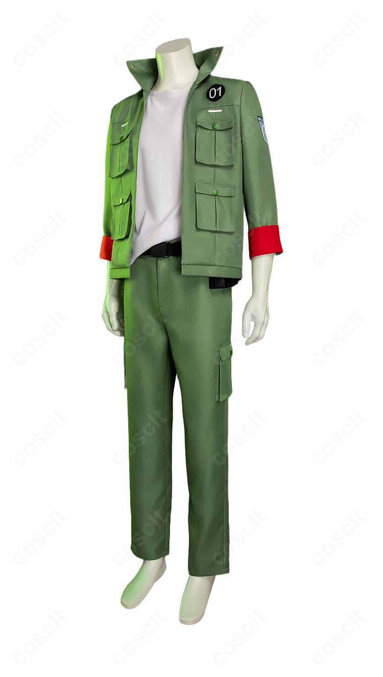 コロネロのグリーン軍服風コスプレ衣装を側面から見たシルエット