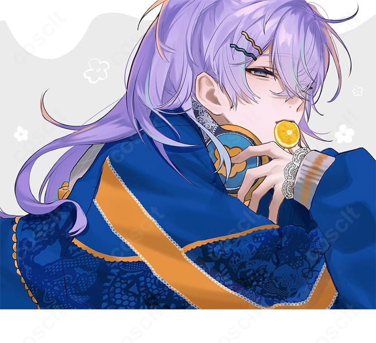にじさんじ 星導ショウ メランコリックオレンジ コスプレ衣装のパンツを含む全身スタイル