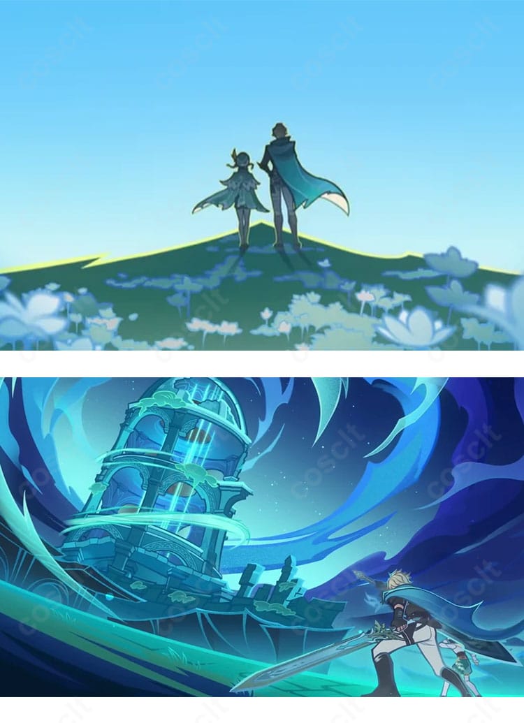 原神ファルカ「Another Prologue」版衣装の背面シルエットとマント