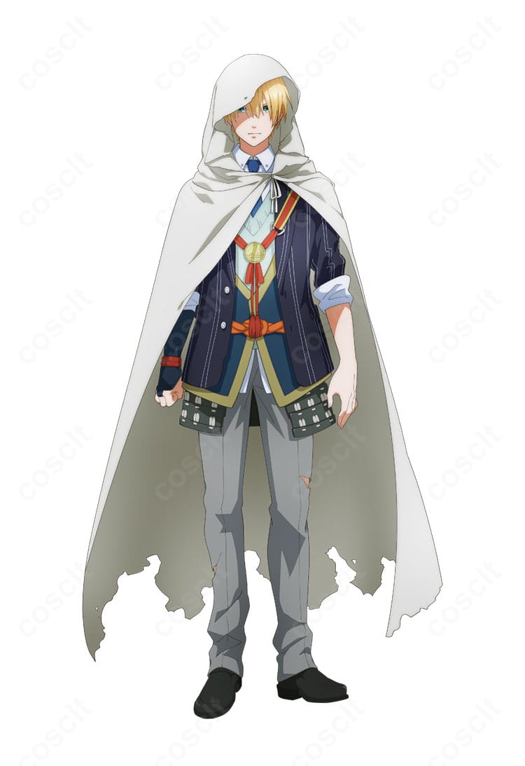 刀剣乱舞ONLINE 山姥切国広の通常コスプレ衣装正面、マントと重ね着の戦装束を再現