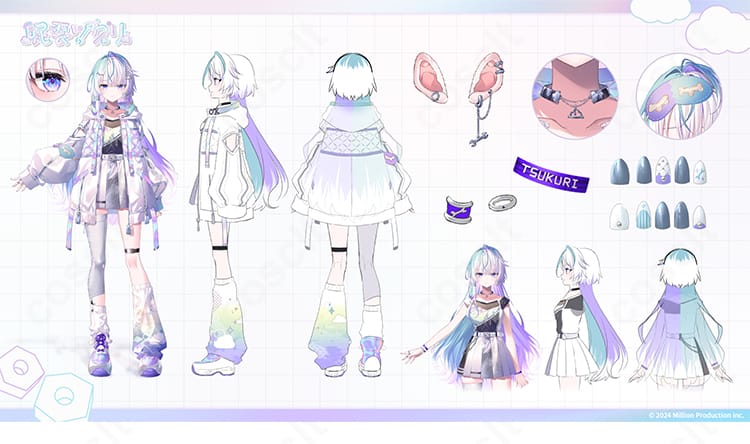 眠雲ツクリのコスプレ衣装とベルト、靴下、レッグカバー、太ももベルト、チョーカーの分解詳細