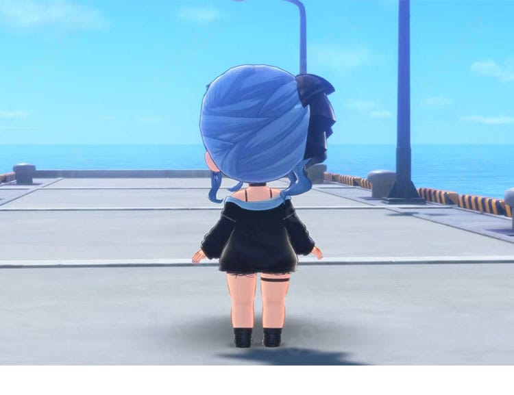 星街すいせい 水着Ver.コスプレ衣装のロングコートと全体シルエットを確認できる背面