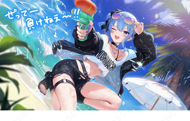 ホロライブ 星街すいせい「夏に一閃！水鉄砲のアルペジオ」水着Ver.コスプレ衣装の着用イメージ