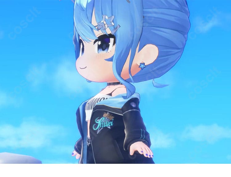 ホロライブ 星街すいせい 水着Ver.コスプレ衣装の左側シルエットと太ももベルト