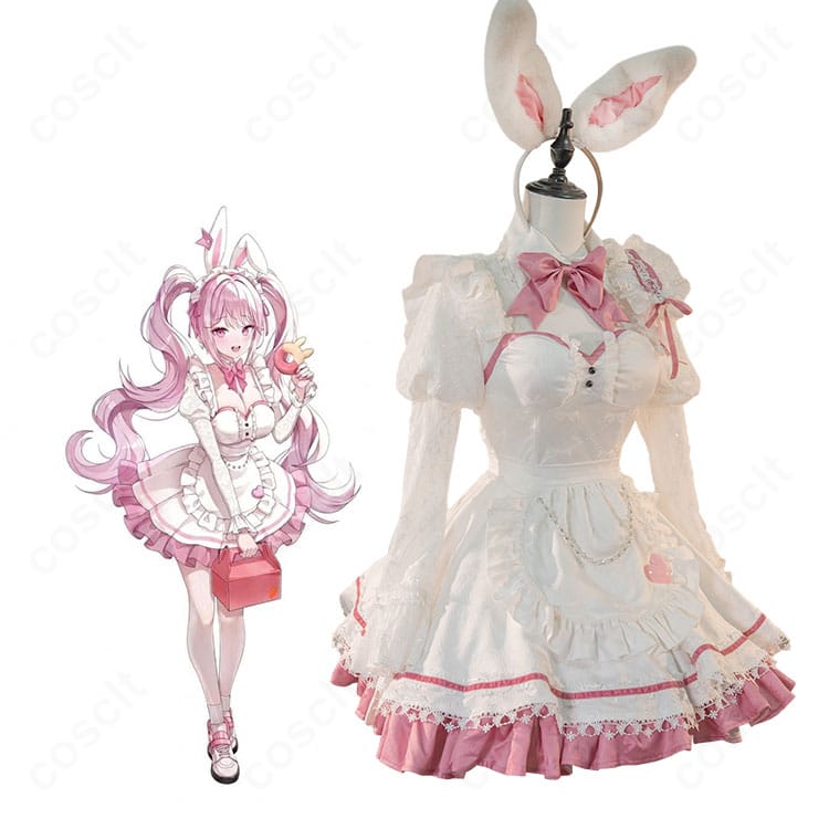 勝利の女神：NIKKE アリスのキャラクターイメージと白メイドVer.コスプレ衣装セット