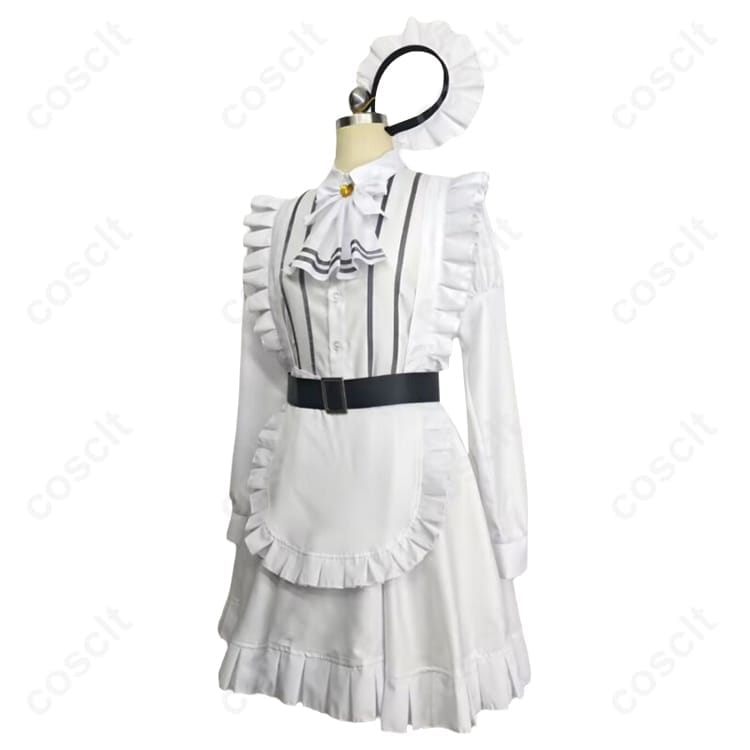 勝利の女神：NIKKE スノーホワイト 白メイド コスプレ衣装｜上品で着脱しやすい7点セット - 2枚目の画像