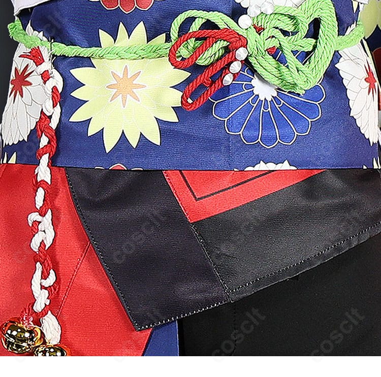 藤田ことね冠菊コスプレ衣装の腰回りに結ぶ飾り紐の詳細
