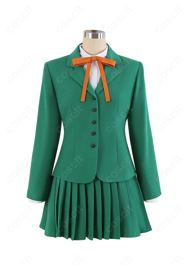 鳳凰寺風 制服Ver.コスプレ衣装の正面全体・グリーンジャケットとプリーツスカート