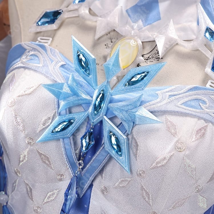 原神 氷の女皇 コスプレ衣装｜王冠と華麗な装飾で威厳を再現する女王ドレス - 3枚目の画像