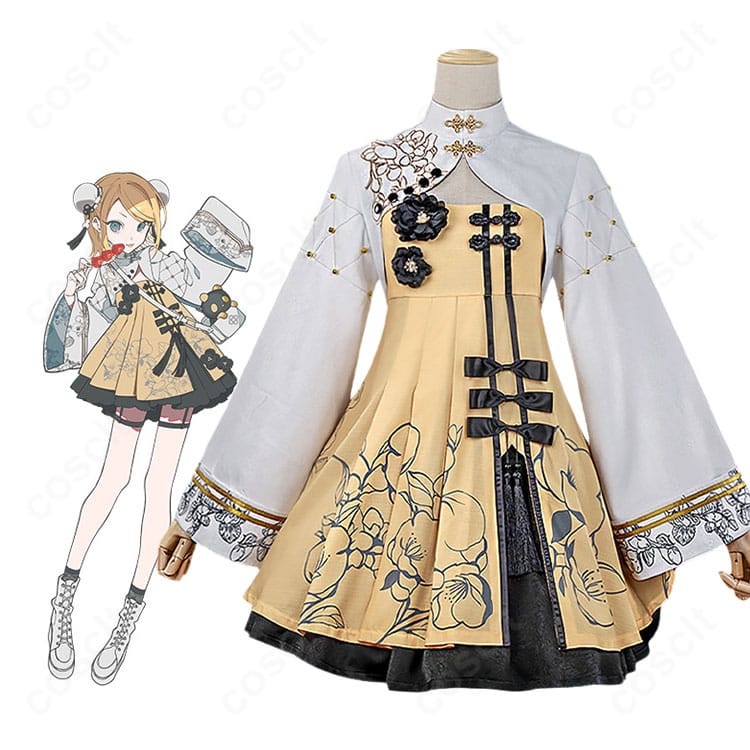 鏡音リンのツリービレッジカフェ版キャラクターイメージとチャイナ風コスプレ衣装の商品比較