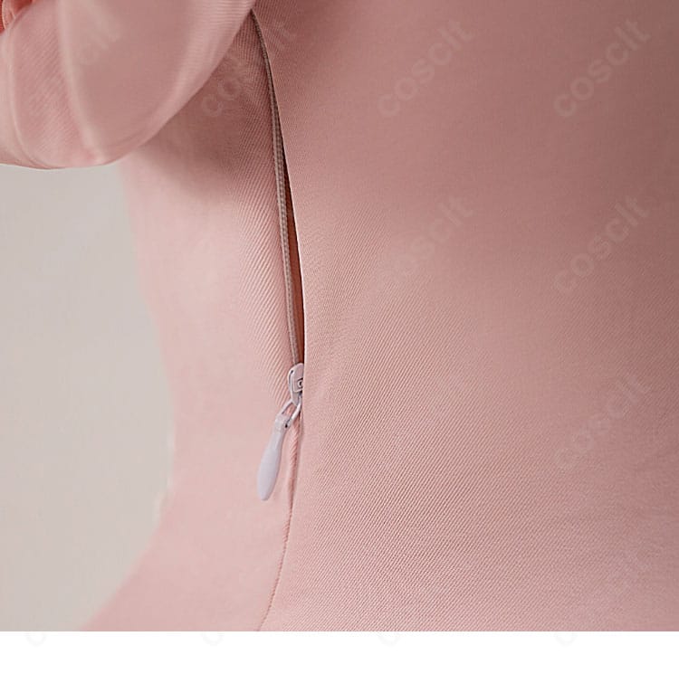 鹿目まどかコスプレワンピースの腰右側に配置された着脱用ファスナー