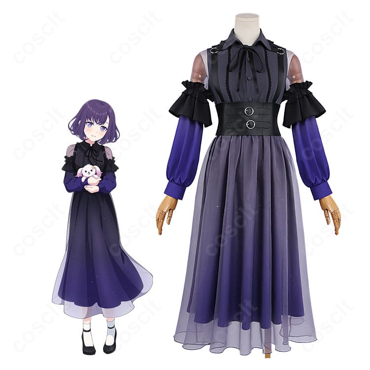 BanG Dream! 夢限大みゅーたいぷ藤都子のキャラクターイメージと紫ロングドレス衣装