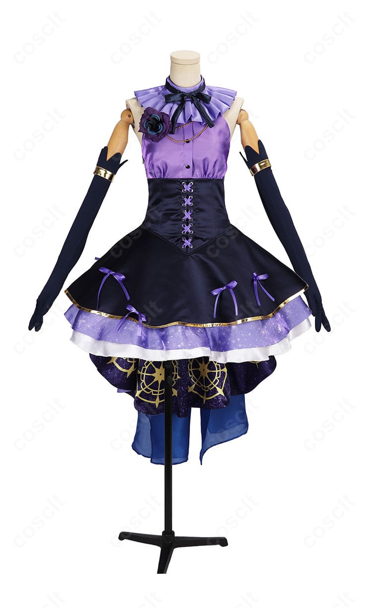 月ノ美兎8th Anniversaryコスプレ衣装のワンピースと胸元フラワー飾りを確認できる正面図