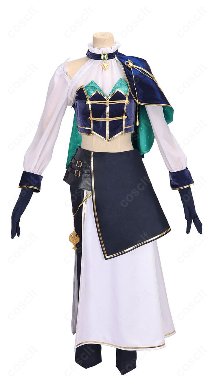 にじさんじ緑仙の共通衣装コスプレ衣装正面デザインとマント、コルセットの全体像