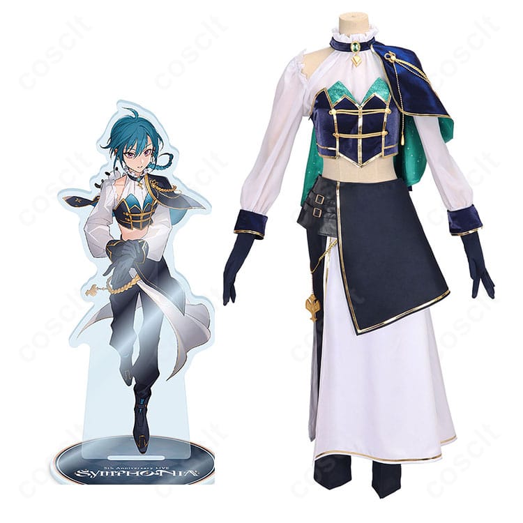 にじさんじ緑仙のキャラクタービジュアルと共通衣装コスプレセットの比較イメージ