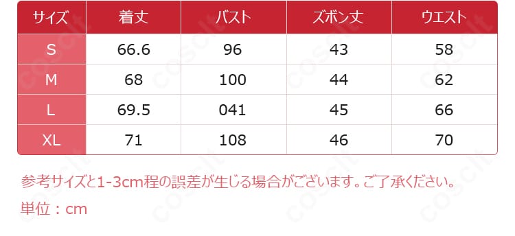 宮永ののかデビュー1周年記念コスプレ衣装のS・M・L・XLサイズ内容展示