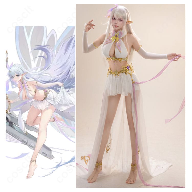『アズールレーン』アルビオンのキャラクターイメージと通常衣装Ver.コスプレ衣装の商品展示