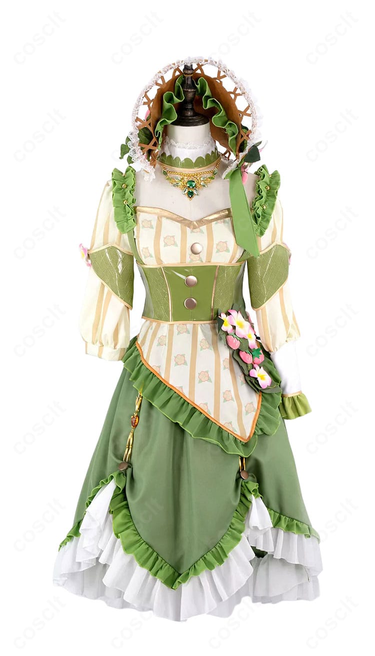 デミ・バーボン 花野拾遺コスプレ衣装の正面デザインとトップス、スカート、装飾の配色
