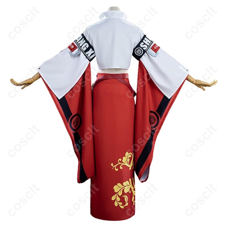GUILTY GEAR 蔵土縁紗夢 コスプレ衣装｜華やかな赤白チャイナ風4点セット - 4枚目の画像