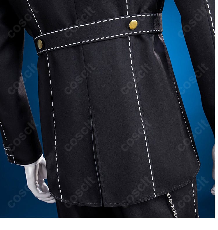 白鐘直斗の探偵風制服に施された背面装飾のクローズアップ