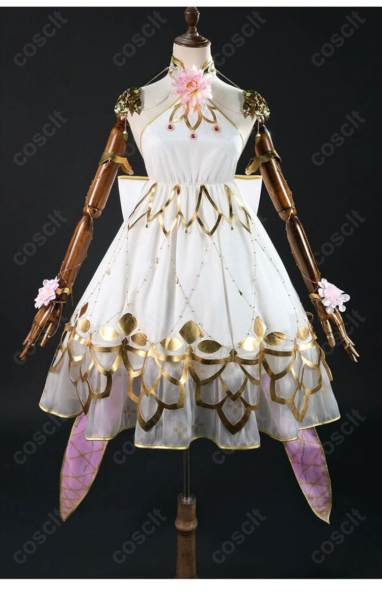 カーマ(ミステイク)第三再臨コスプレ衣装の正面、ワンピースと首元の花飾り