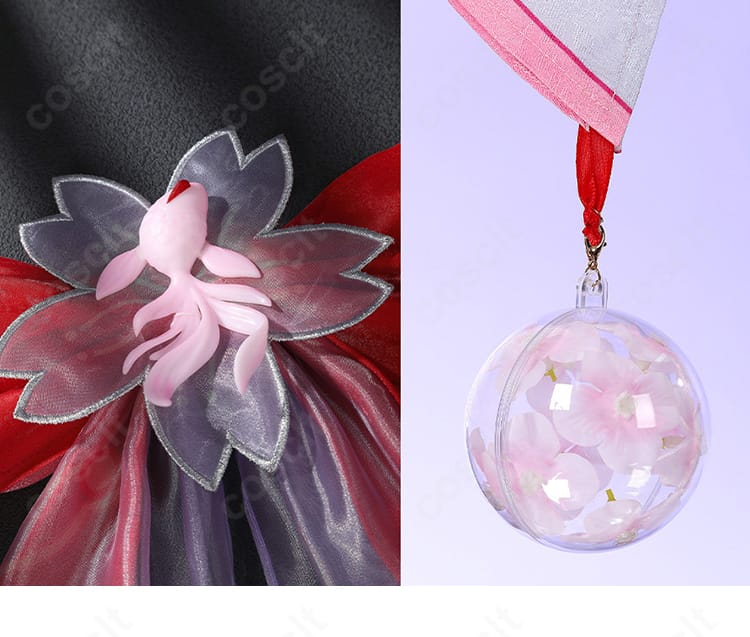 緋英「月待つ花時」コスプレ衣装のリボン装飾とスカート飾りを比較できる詳細画像
