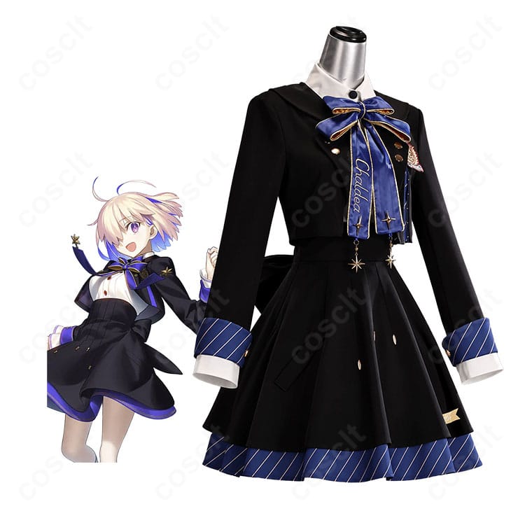 Fate/Grand Order マシュ・キリエライト 11周年記念「英霊学装」のキャラクターイラストとコスプレ衣装の展示画像