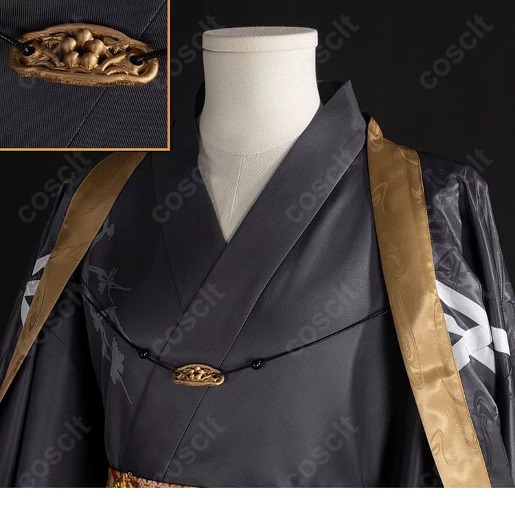 加賀美ハヤト 和服コスプレ衣装の前立て部分と装飾を拡大した画像