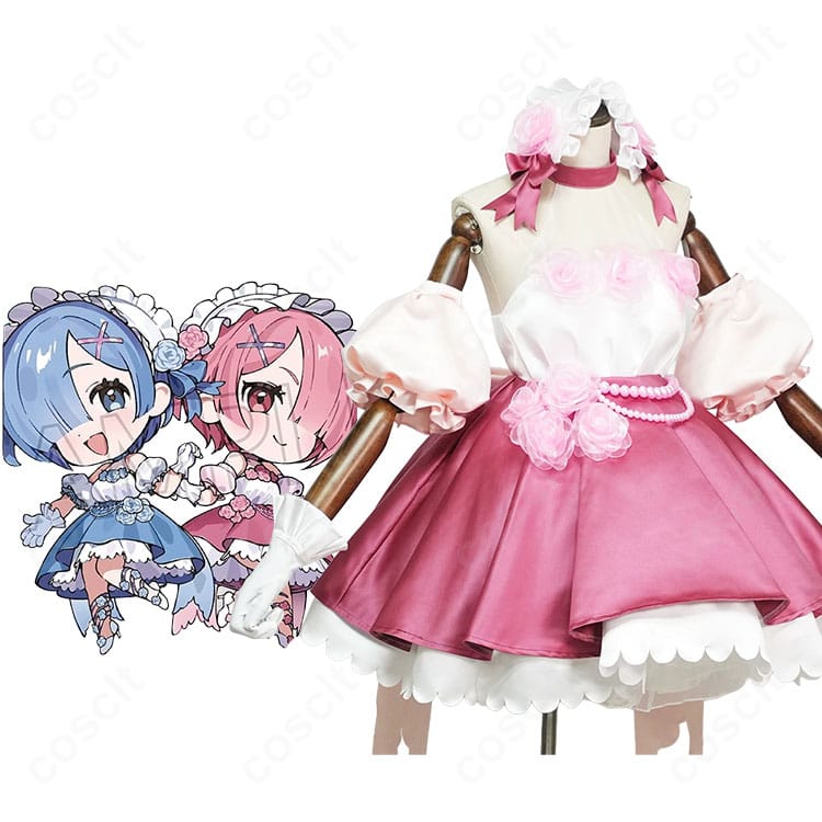 『Re:ゼロから始める異世界生活』レム/ラム Royal Rose Ver.のキャラクターイメージとコスプレ衣装を並べた紹介画像