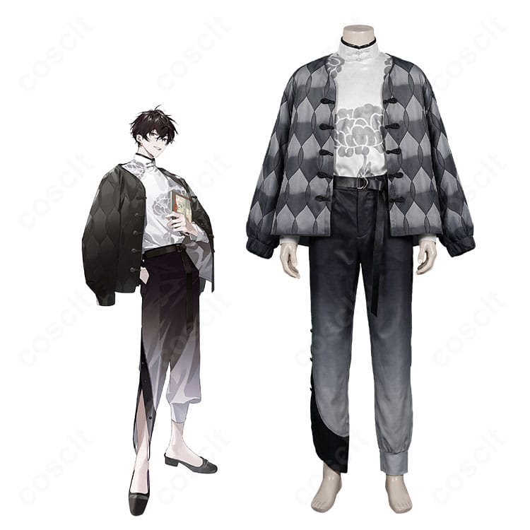 にじさんじ 佐伯イッテツ Asia Travel 2023のキャラクターイラストとコスプレ衣装の商品写真を並べた比較画像