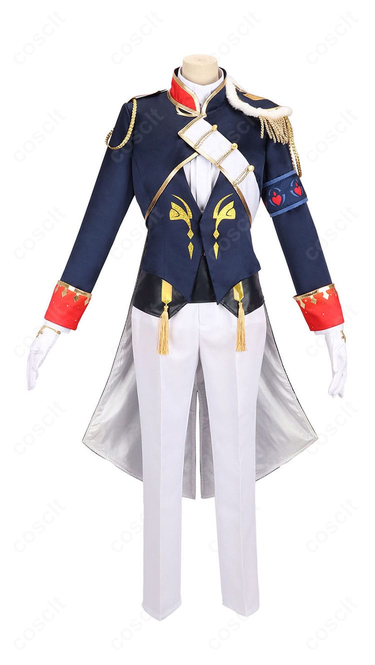 夢追翔 共通衣装 コスプレ衣装の正面画像、ネイビーの燕尾服風ジャケットと金色の肩章が特徴