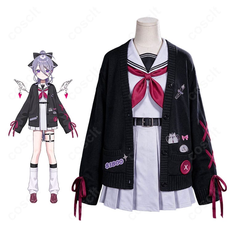 ホロライブEnglish 古石ビジューのコンバットアカデミー制服Ver.のキャラクターイメージとコスプレ衣装の比較画像