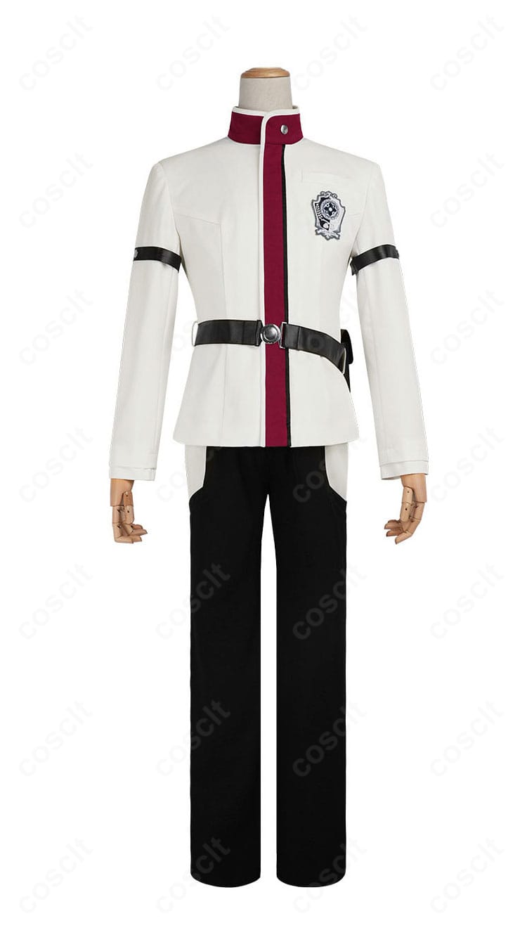 無職転生Ⅱ ラノア魔法大学制服 コスプレ衣装の正面図。アイボリーとワインレッドの配色、胸元のワッペンが特徴のジャケット