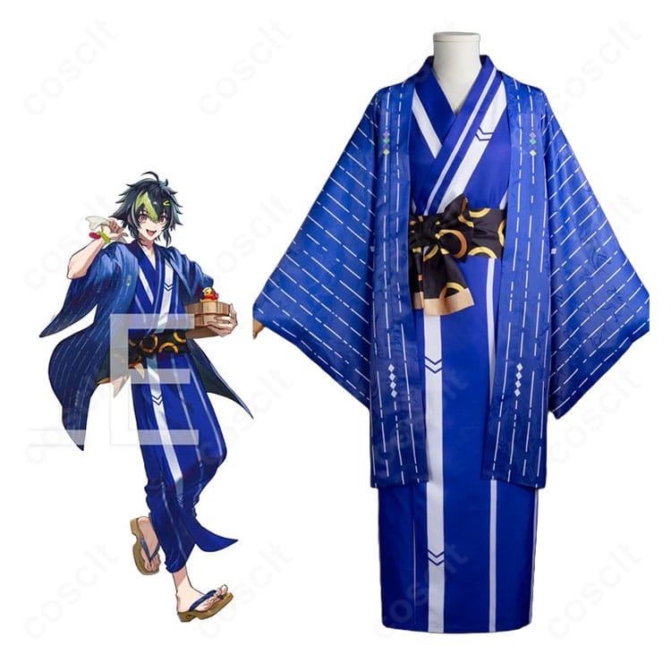 にじさんじ 伊波ライ 極楽湯・RAKU SPA第二弾コラボ和装Ver.のキャラクター画像とコスプレ衣装の比較