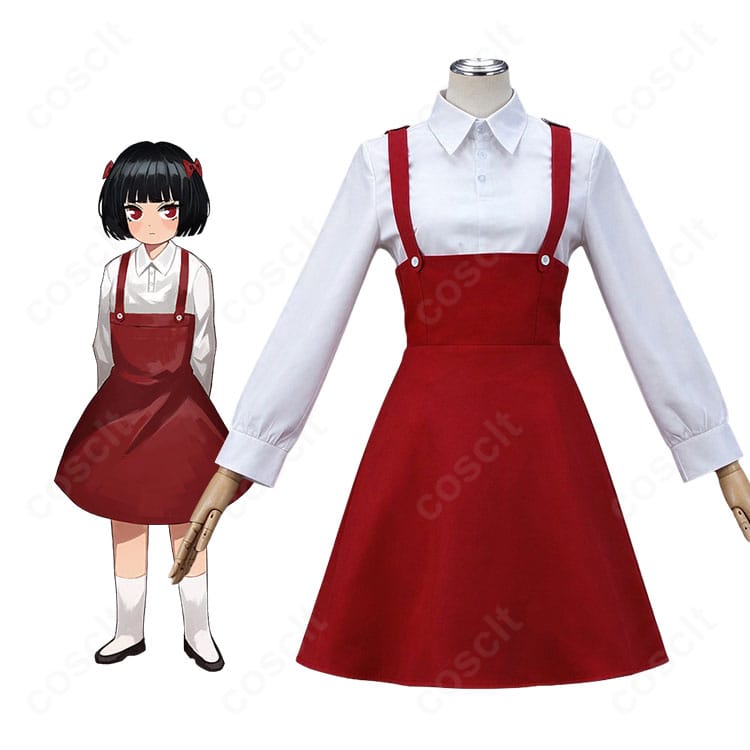Limbus Company 良秀の幼少期キャラクター画像と赤いジャンパースカートを中心としたコスプレ衣装の商品比較画像