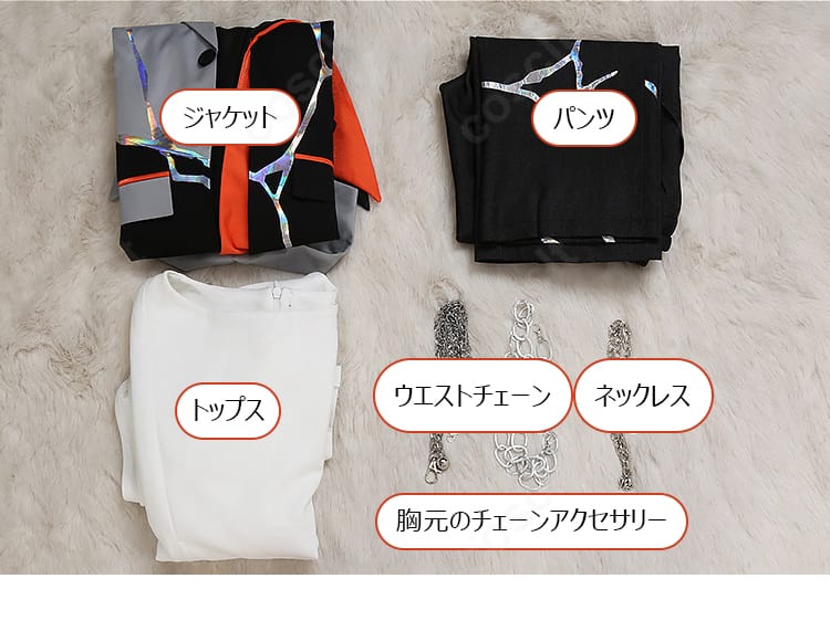 あんさんぶるスターズ!! 流星隊 ネイキッド衣装 ジャケット・パンツ・トップス・アクセサリーのセット内容展示