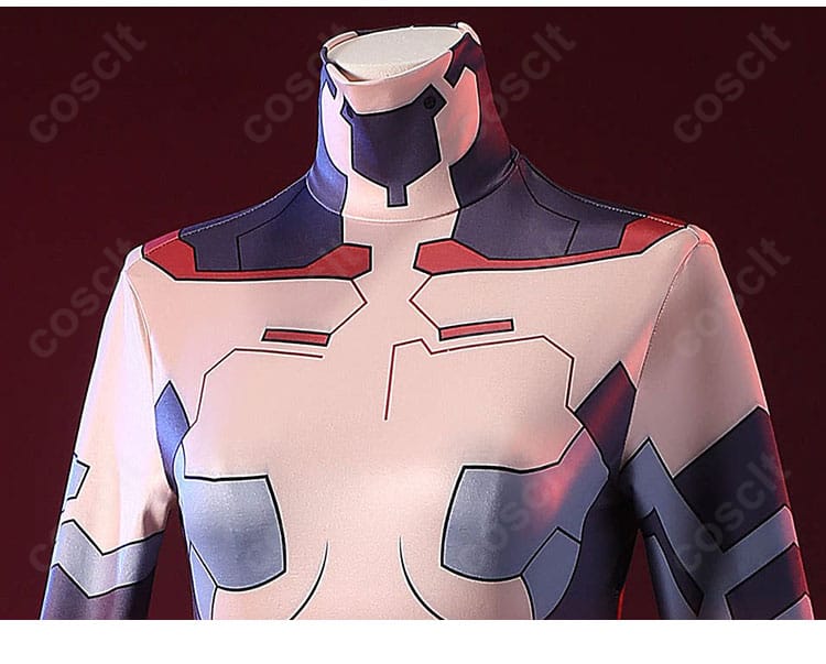 タリア コスプレ用ボディスーツの襟元と前身頃のディテール画像