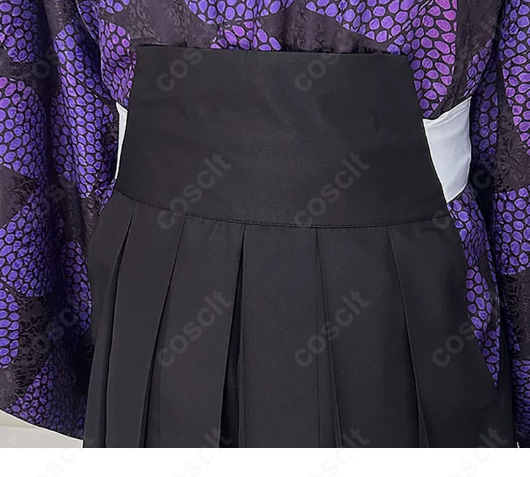 黒死牟コスプレ衣装の腰まわりと帯の配置を示す詳細画像