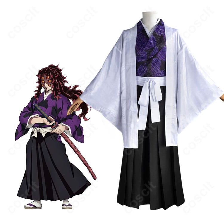 『鬼滅の刃』黒死牟のキャラクター画像とコスプレ衣装の展示画像