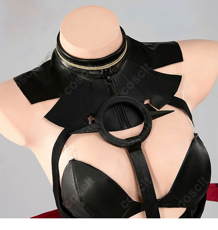 FGO「ブラッディ・バニー」コスプレ衣装の首元と襟部分を写したクローズアップ画像