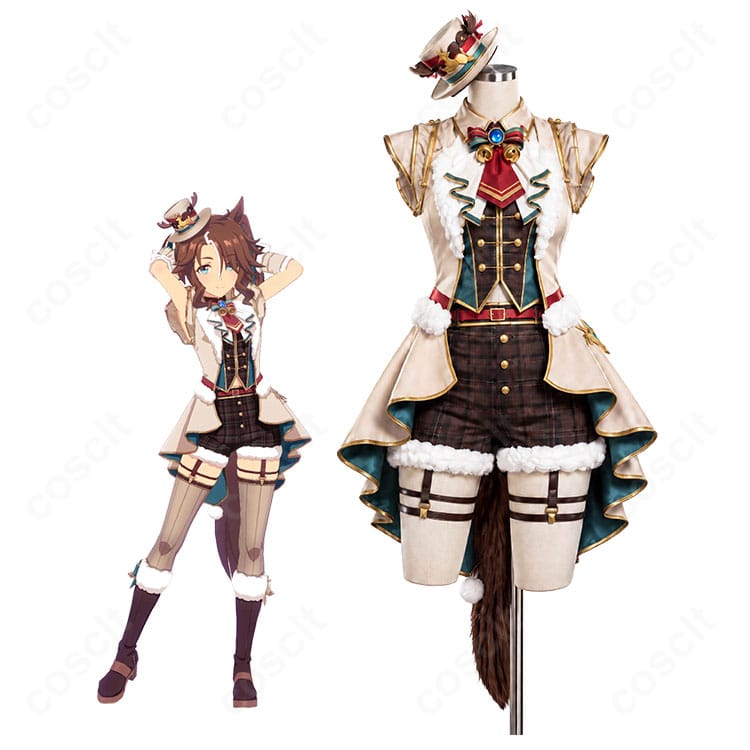 ウマ娘 プリティーダービー メジロパーマー［赤心のトナカイさん］のキャラクターイラストとクリスマスコスプレ衣装の比較画像